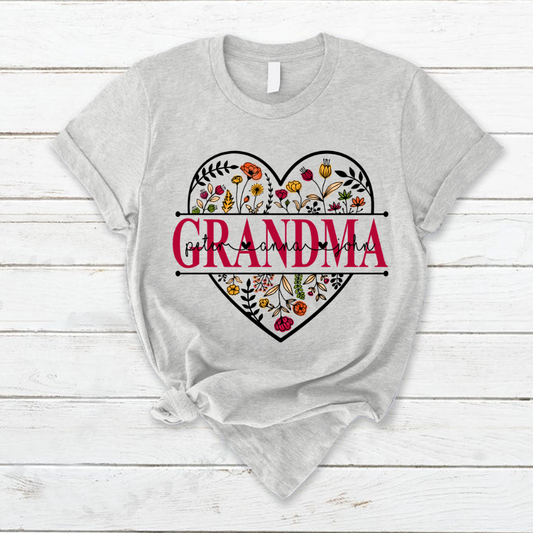 Lofaris Heart Flower Mimi And Kids Custom Family T - Shirt