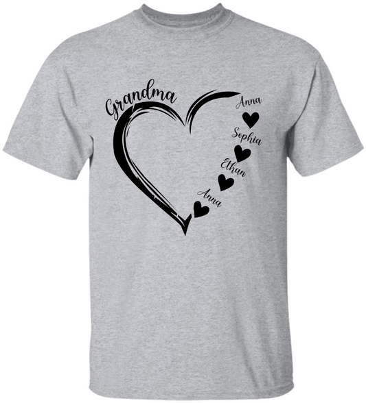 Lofaris Heart Love Grandma And Kids Family Custom T - Shirt