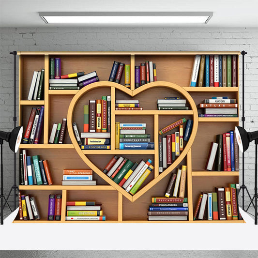 Lofaris Heart Shaped Bookshelf Books World Book Day Backdrop