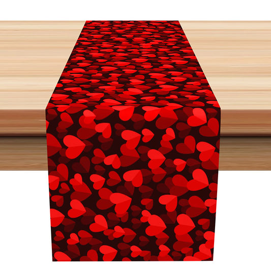 Lofaris Hearts Black Red Pattern Valentines Day Table Runner