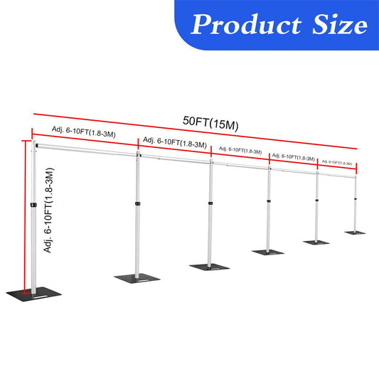 Lofaris Heavy Duty 10x50FT Adjustable Pipe Drape Backdrop Stand