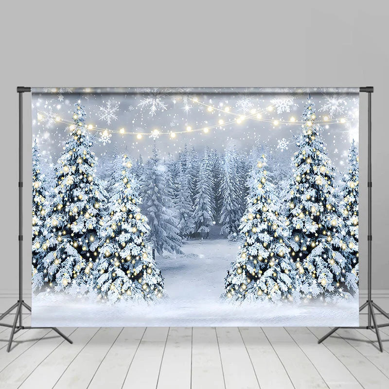 Lofaris Heavy Snowy Pine Forest Bokeh Photo Winter Backdrop
