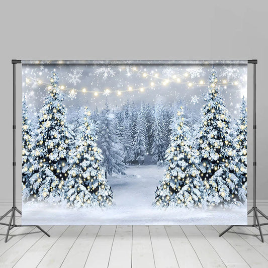 Lofaris Heavy Snowy Pine Forest Bokeh Photo Winter Backdrop