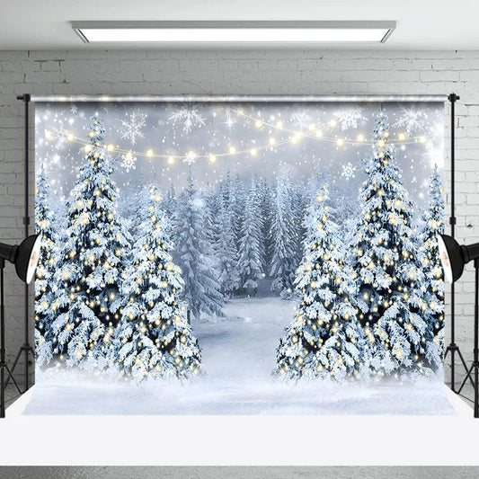 Lofaris Heavy Snowy Pine Forest Bokeh Photo Winter Backdrop