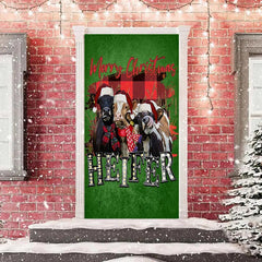 Lofaris Heifer Cattle Trough Green Christmas Door Cover