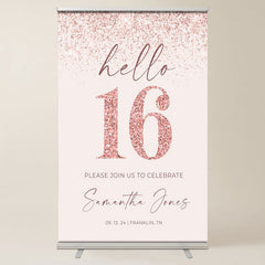 Lofaris Hello 16 Rose Gold Glitter Welcome Sign For Birthday