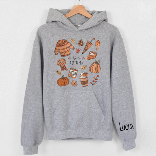 Lofaris Hello Autumn Sundries Pumpkin Custom Name Hoodie