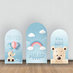 Lofaris Hello Baby Bear Cloud Rainbow Boy Arch Backdrop Kit