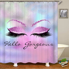 Lofaris Hello Gorgeous Purple Pink Gradient Shower Curtain