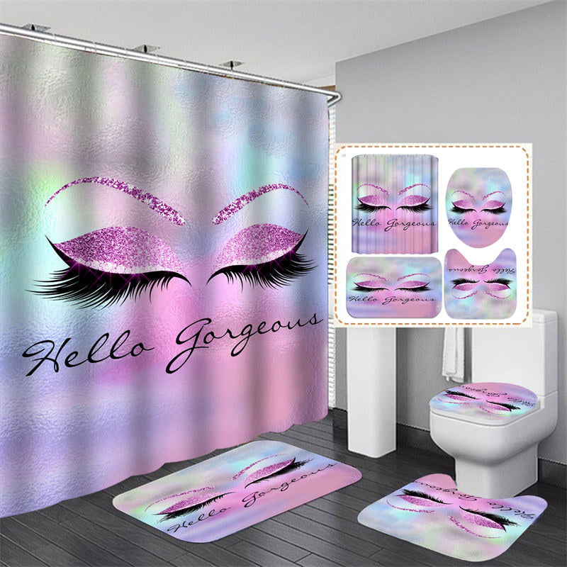 Lofaris Hello Gorgeous Purple Pink Gradient Shower Curtain