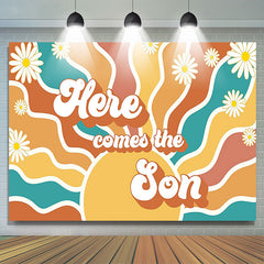 Lofaris Here Comes The Son Wave Pattern Baby Shower Backdrop