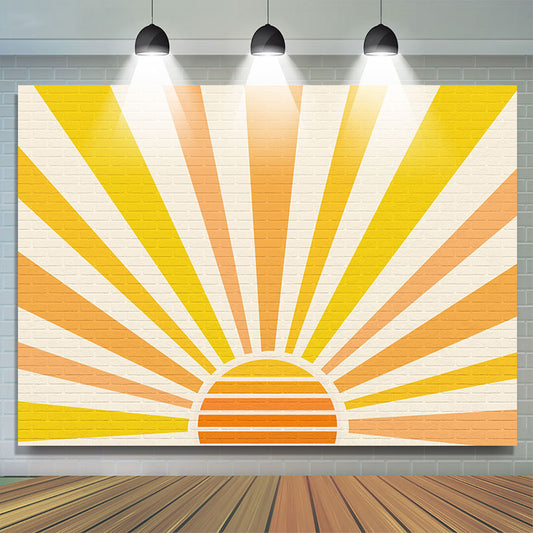 Lofaris Here Comes The Son Yellow Stripe Brick Wall Backdrop