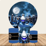Load image into Gallery viewer, Lofaris High Builddings And Airplane Round Birthday Backdrop Kit