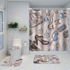 Lofaris High Heel Bag Makeups Painting Bathroom Shower Curtain