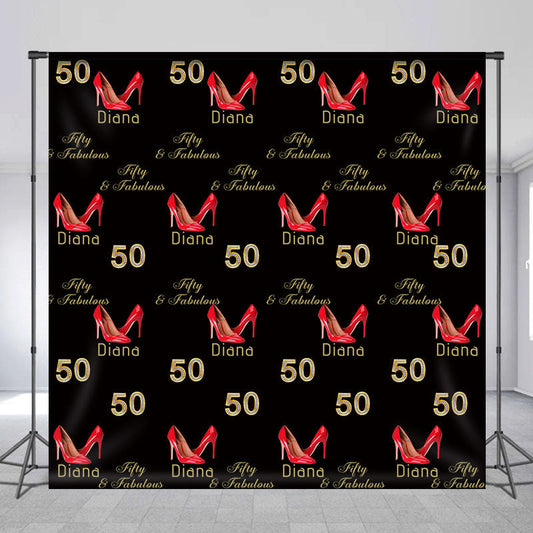 Lofaris High Heel Step And Repeat Custom 50th Birthday Backdrop
