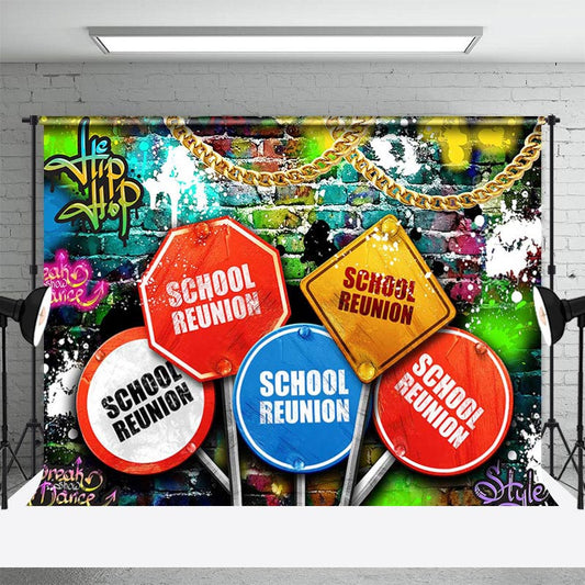 Lofaris Hip Hop Graffiti Guidepost School Reunion Backdrop