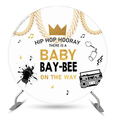 Lofaris Hip Hop Hooray White Round Baby Shower Backdrop