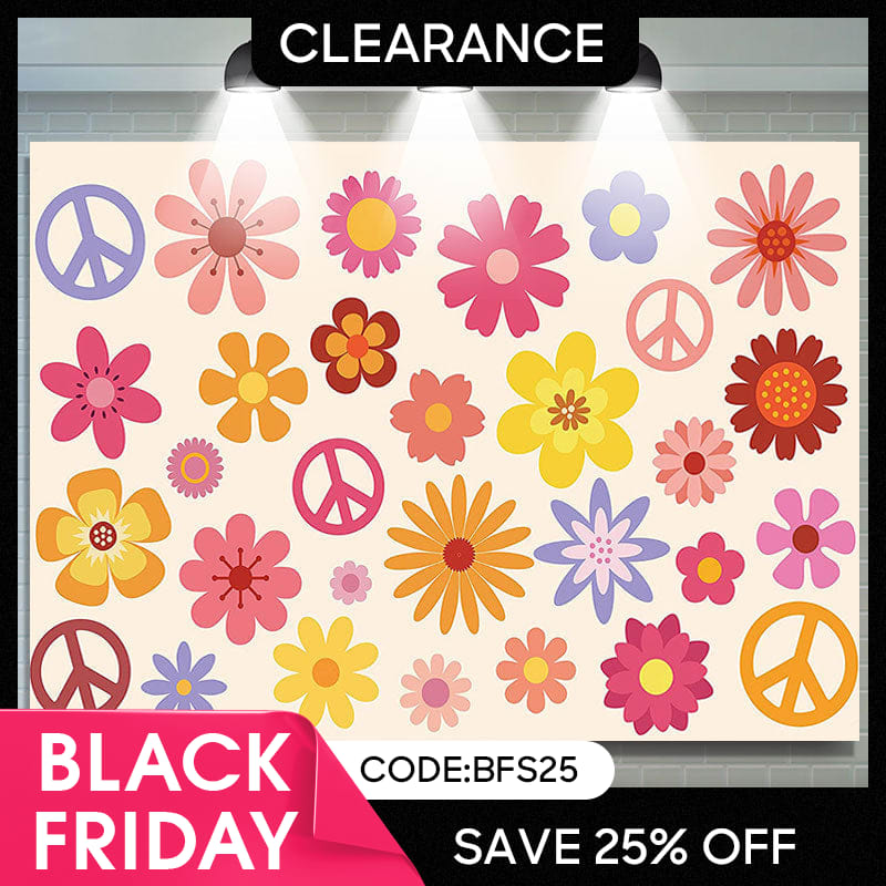 Lofaris (Ship In 24HR) Hippie Groovy Boho Flower Peace Logo Birthday Backdrop