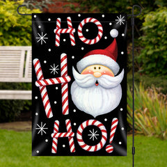 Lofaris Hoho Santa Claus Black Snowy Christmas Garden Flag