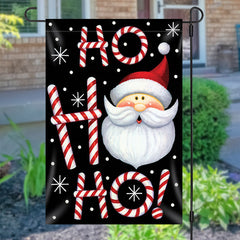 Lofaris Hoho Santa Claus Black Snowy Christmas Garden Flag