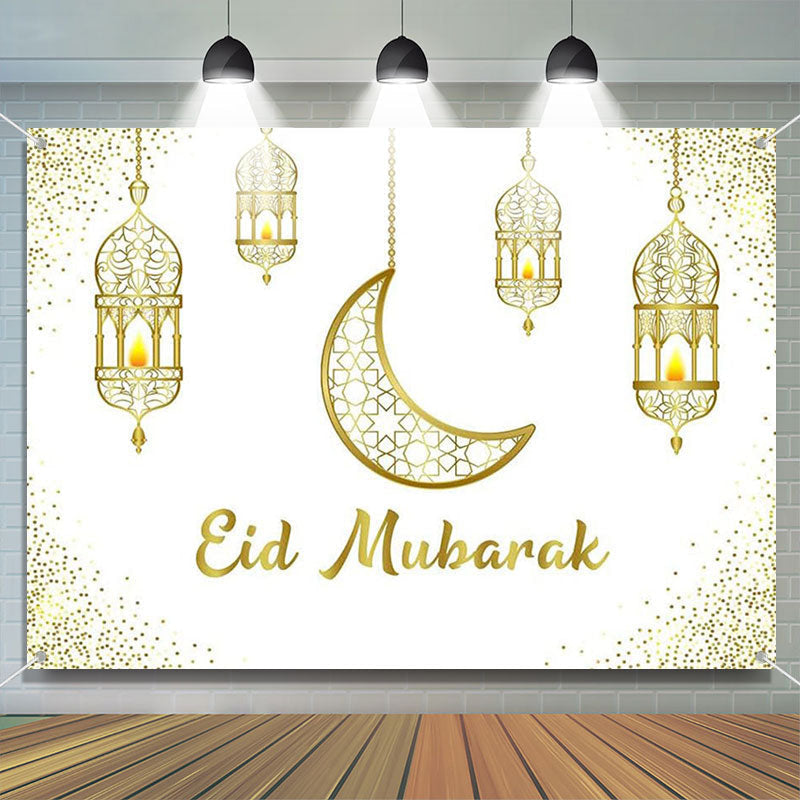 Lofaris Hollowed Lantern Moon Glitter Eid Mubarak Backdrop