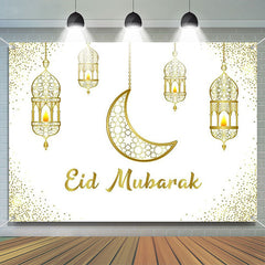 Lofaris Hollowed Lantern Moon Glitter Eid Mubarak Backdrop
