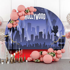 (Ship In 24HR) Hollywood Night City Grand Stage Round Party Backdrop