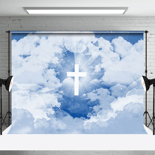 Lofaris Holy Light Blue Sky And White Cloud Backdrop