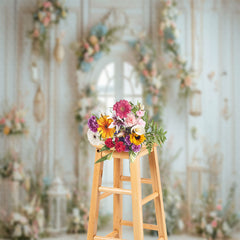 Lofaris Holy Pure White Door Flower Wedding Photo Backdrop