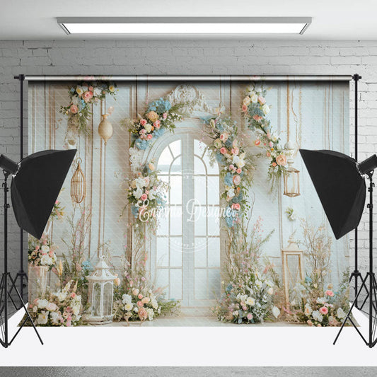 Lofaris Holy Pure White Door Flower Wedding Photo Backdrop