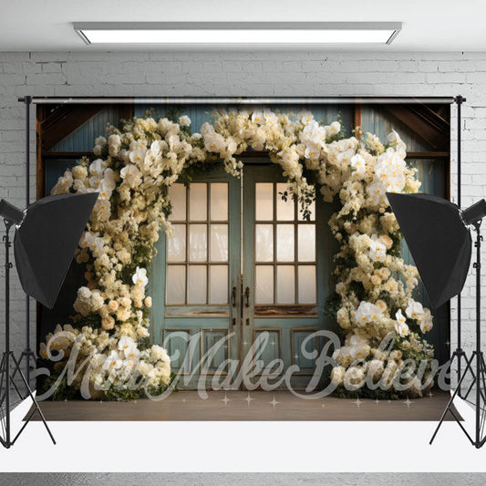 Lofaris Holy Rose Blue Door Birthday Cake Smash Backdrop