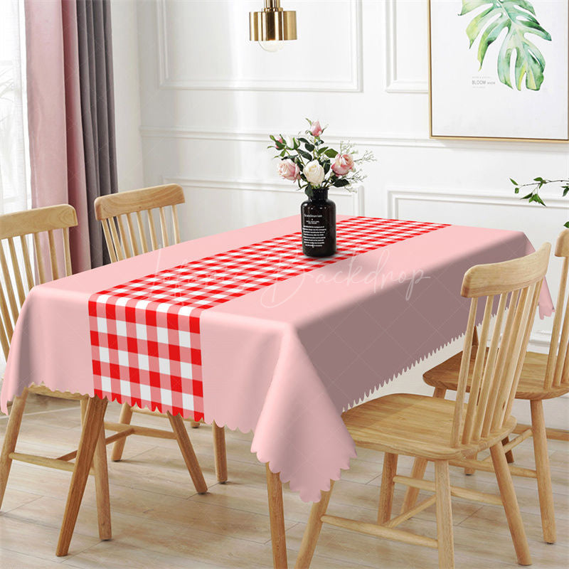 Home Modern Red Pink Checkered Rectangle Tablecloth - Lofaris