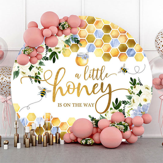 Lofaris Honey On The Way Bee Baby Shower Round Backdrop
