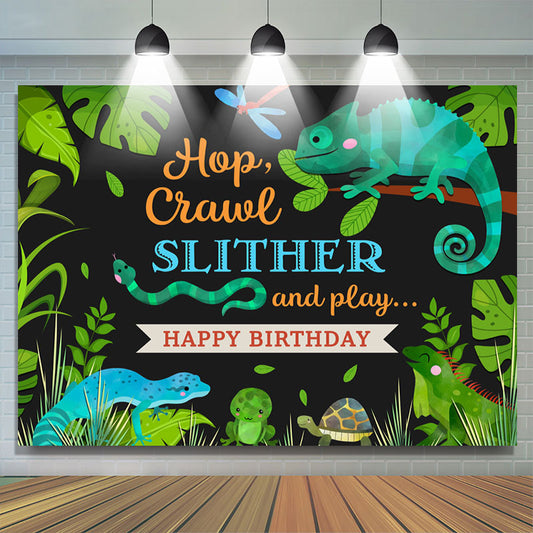 Lofaris Hop Crawl Slither Jungle Animals Birthday Backdrop