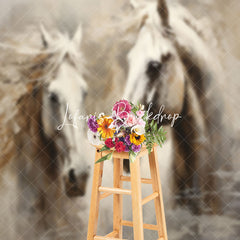 Lofaris Horse Oil Painting Fine Art Photo Booth Backdrop