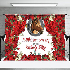 Lofaris Horse Red Rose Curtain 150th Anniversary Backdrop