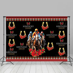 Lofaris Horse Rider Rose Horseshoe Kentucky Derby Backdrop