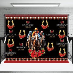Lofaris Horse Rider Rose Horseshoe Kentucky Derby Backdrop