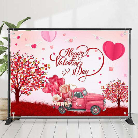 Lofaris Hot Balloon Trees Gift Truck Valentines Day Backdrop