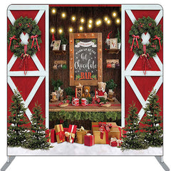 Lofaris Hot Chocolate Bar Red Wood Door Happy Christmas Backdrop