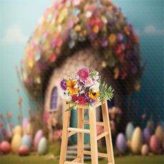 Lofaris House Floral Eggs Easter Backdrop For Photograph