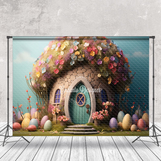 Lofaris House Floral Eggs Easter Backdrop For Photograph