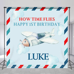Lofaris How Time Flies Airplane 1st Custom Birthday Backdrop