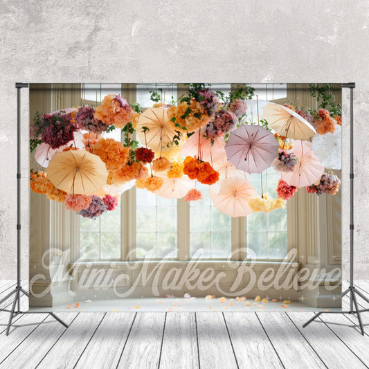 Lofaris Huge Window Colored Hanging Umbrella Floral Backdrop