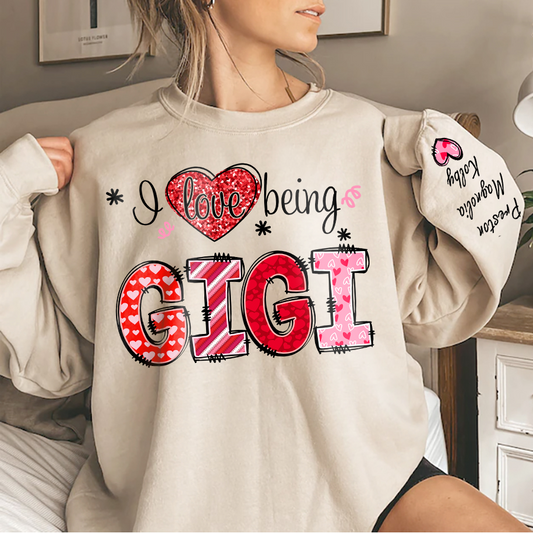 Lofaris I Love Being Gigi Heart With Grandkids Sweatshirt Gifts For Grandma