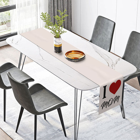 Lofaris I Love Mom Light Grey Happy Mothers Day Table Runner