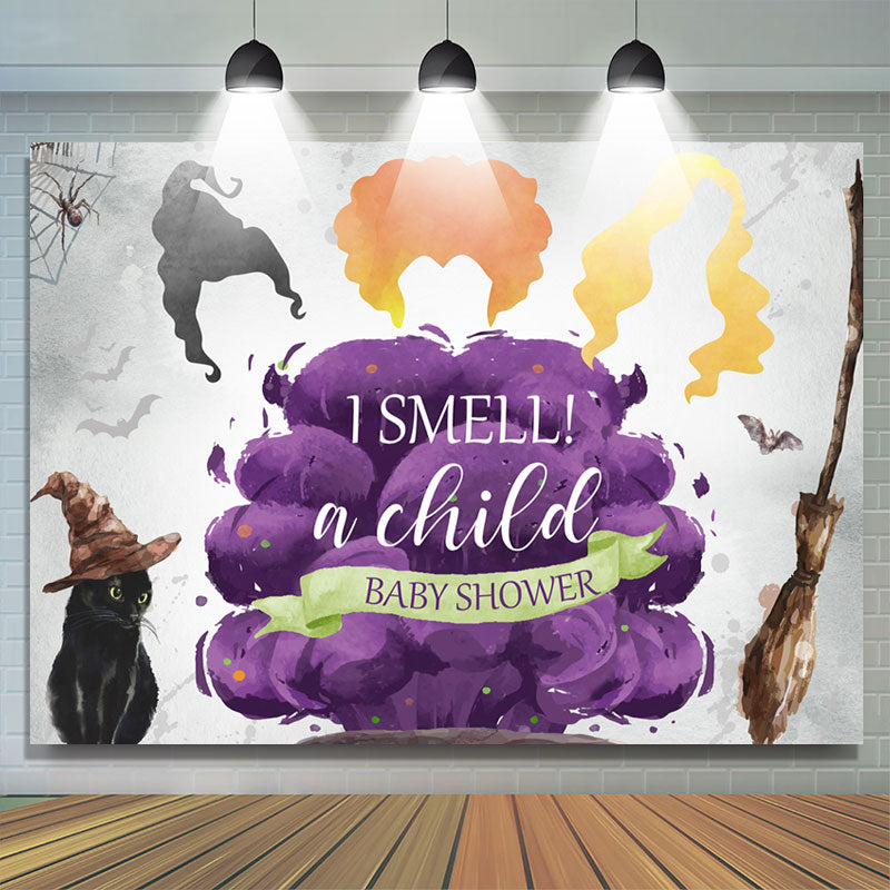 Lofaris I Smell A Child Magical Cat Baby Shower Backdrop
