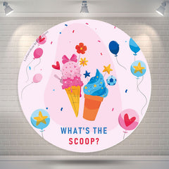 Lofaris Ice Cream Balloon Gender Reveal Round Backdrop Cover