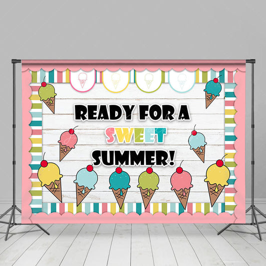 Lofaris Ice Cream Wooden Ready For A Sweet Summer Backdrop
