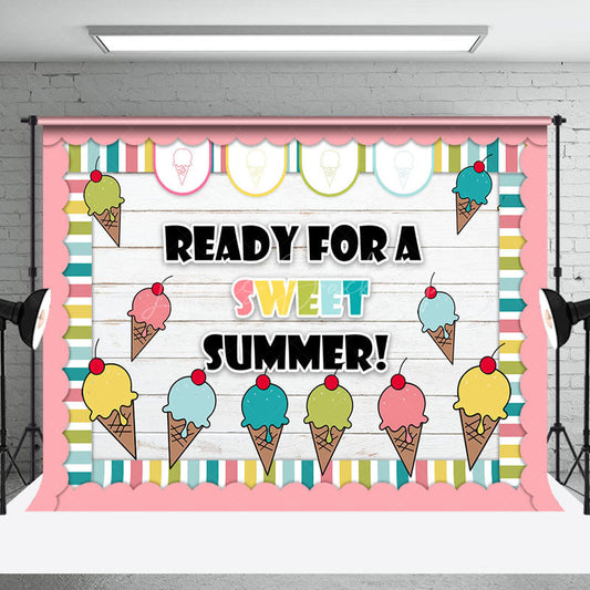 Lofaris Ice Cream Wooden Ready For A Sweet Summer Backdrop